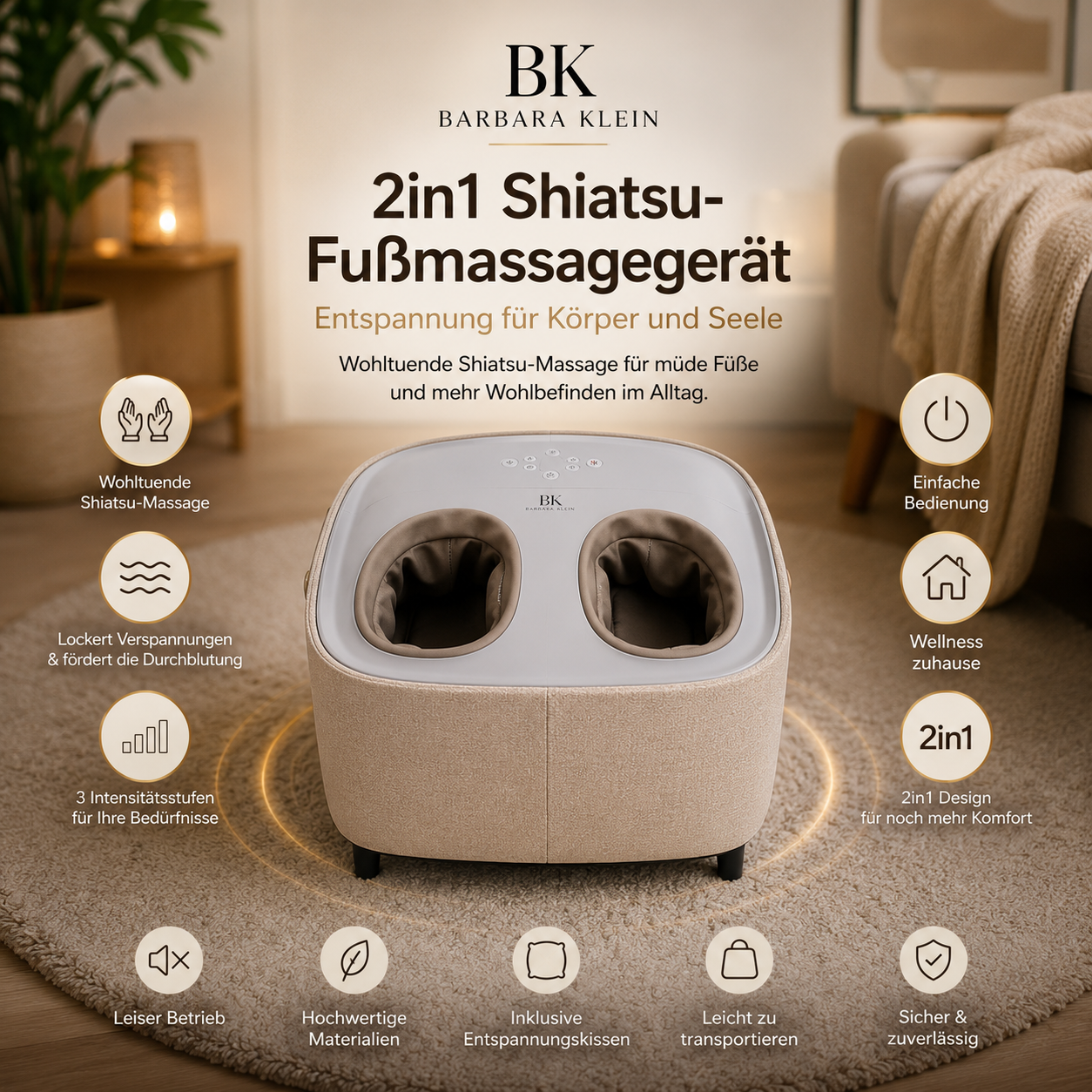 BK Barbara Klein 2in1 Shiatsu-Fußmassagegerät